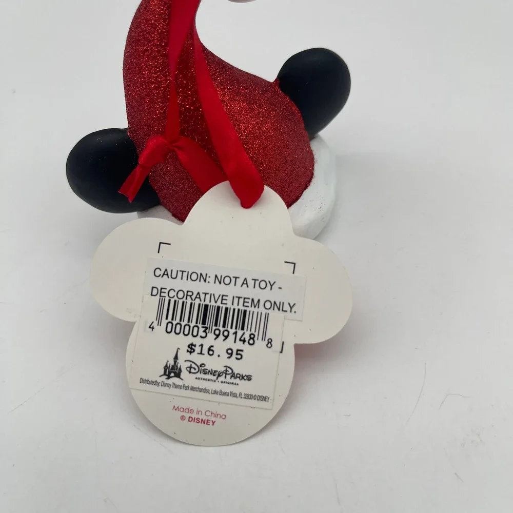 Disney Parks Mickey Mouse Santa Hat Light Cover Christmas Ornament Red Glitter